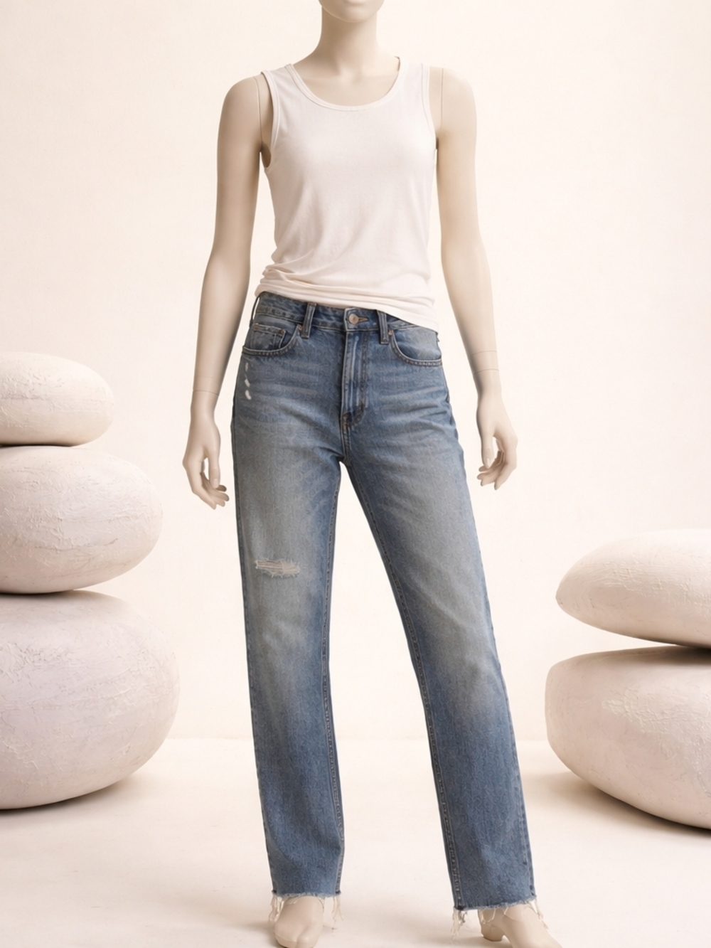 Tommy Jeans Izzy High Rise Slim Cropped Jeans Women’s W29 L32 Distressed Raw Hem